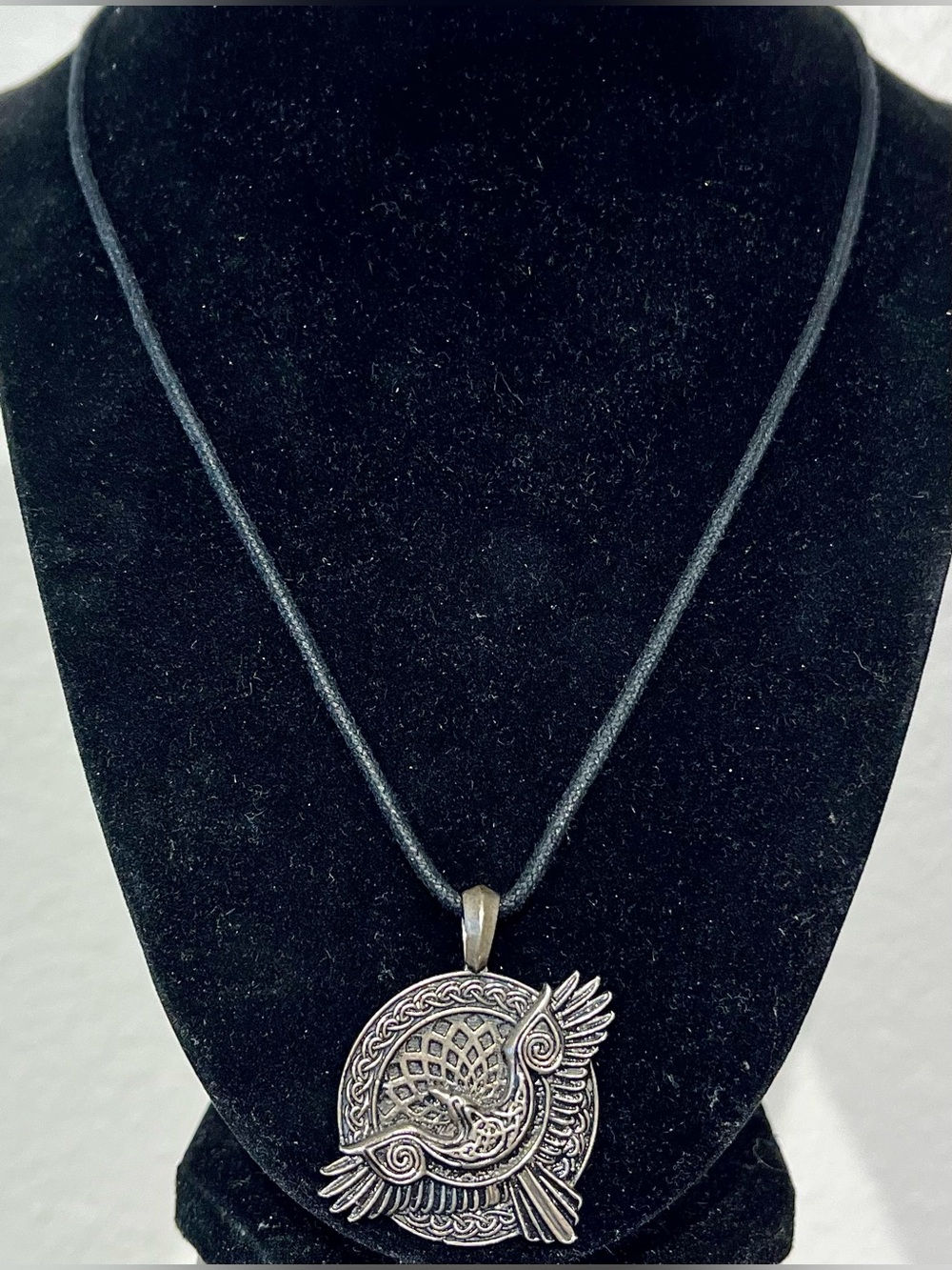 Handmade Bronze Raven Pendant Necklace